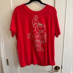 Disney Red Short Sleeve Tee with Minnie Mouse Design